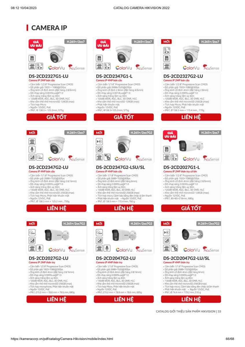 Catalogue Camera Hikvision